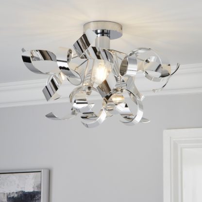 An Image of Iris Semi Flush Ceiling Fitting Chrome