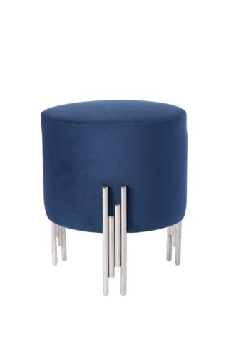 An Image of Rubell Stool Navy Silver base