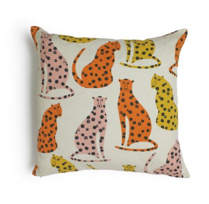 An Image of Habitat Global Cheetah Print Cushion - Multi - 43x43cm