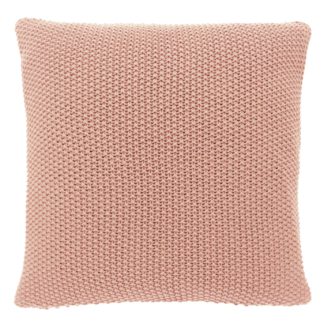 An Image of Habitat Paloma Knitted Cotton Cushion - Pink 45x45cm