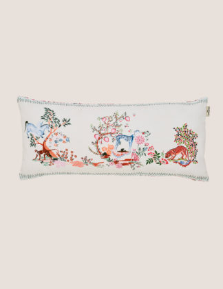 An Image of Cath Kidston Pure Cotton Painted Kingdom Bolster Cushion