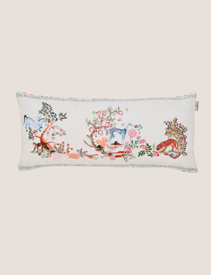 An Image of Cath Kidston Pure Cotton Painted Kingdom Bolster Cushion