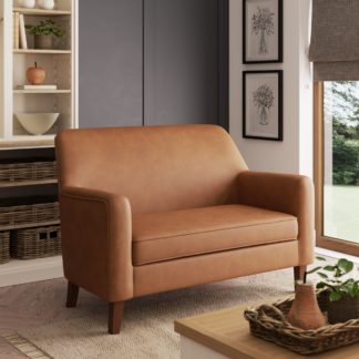 An Image of Cooper Faux Leather 2 Seater Sofa Tan
