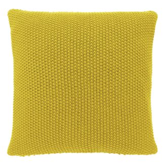 An Image of Habitat Paloma Knitted Cotton Cushion - Saffron - 55x55cm