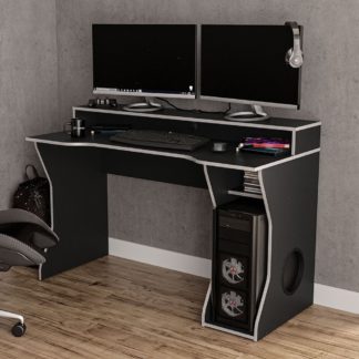 An Image of Enzo Black and Silver Wooden Gaming Desk