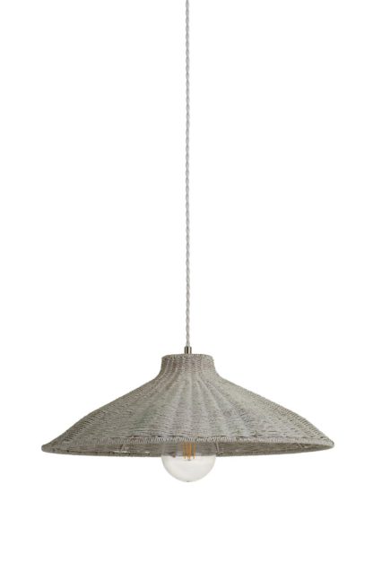 An Image of Habitat Apus Rattan Pendant - Whitewash