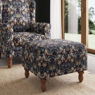 An Image of Oswald Navy Havisham Print Footstool With Storage Navy