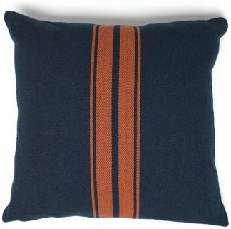 An Image of Habitat Stripe Woven Cushion - Navy Blue - 43x43cm