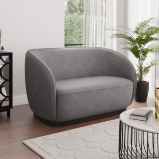 An Image of Arlo Distressed Faux Leather 2 Seater Sofa Grey
