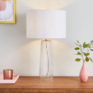 An Image of Aero Ribbed Glass Table Lamp Ivory