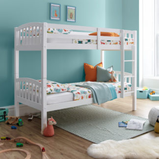 An Image of Mya White Wooden Bunk Bed Frame - 3ft Single