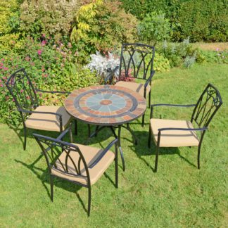 An Image of Villena Table with 4 Ascot Chairs Set MultiColoured