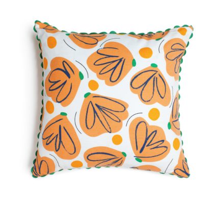 An Image of Habitat Floral Printed Cushion - 43x43cm