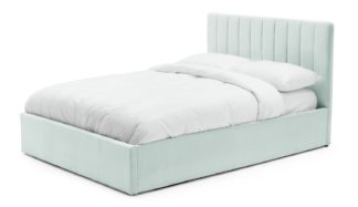 An Image of Habitat Pandora Small Double Ottoman End Lift Bed Frame-Blue