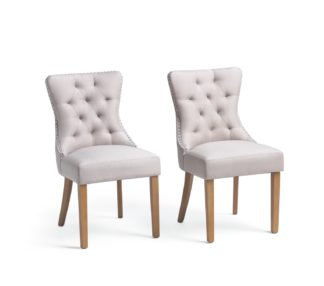 An Image of Argos Home Geneva Pair of Fabric Dining Chairs - Beige
