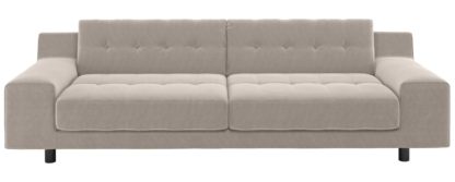 An Image of Habitat Hendricks 4 Seater Velvet Sofa - Natural