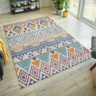 An Image of Match Lyle Aztec Washable Rug MultiColoured