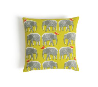 An Image of Habitat Topsy Patterned Cushion - Yellow - 43x43cm