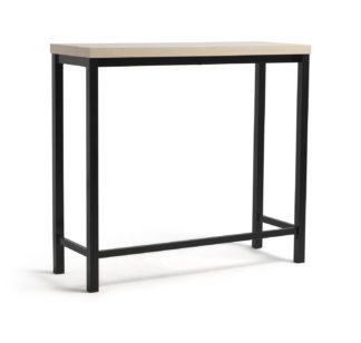 An Image of Habitat Zayn Metal 2 Seater Bar Table - Black & Ash
