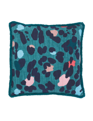 An Image of Joules Pure Cotton Leopard Print Cushion