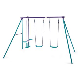 An Image of Plum Jupiter Double Swing & Glider Set - Purple/Teal