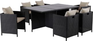 An Image of Argos Home Cube 6 Seater Rattan Effect Patio Set - Black
