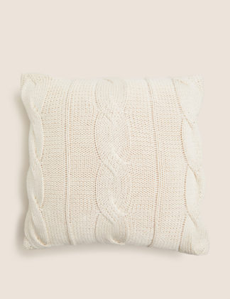 An Image of M&S Pure Cotton Cable Knit Cushion