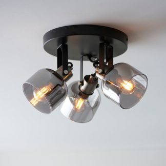 An Image of Palazzo 3 Light Smoked Glass Spotlight Black (Nickel)