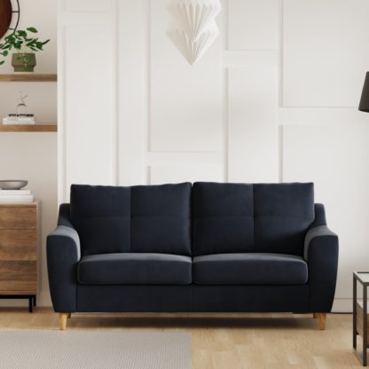 An Image of Baxter Plush Velvet 3 Seater Sofa Olive