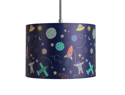 An Image of Habitat Kids Space Glow In The Dark 25cm Drum Shade - Blue