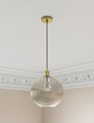 An Image of M&S Ridged Glass Ceiling Lamp Shade