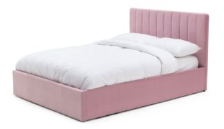 An Image of Habitat Pandora Small Double Ottoman End Lift Bed Frame-Pink