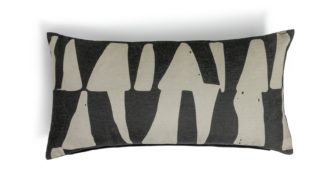 An Image of Habitat Chenille Block Print Cushion -Black & Grey - 58x30cm