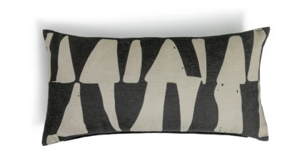 An Image of Habitat Chenille Block Print Cushion -Black & Grey - 58x30cm