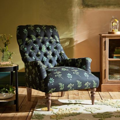 An Image of Bibury Marsh Botanical Print Armchair Navy