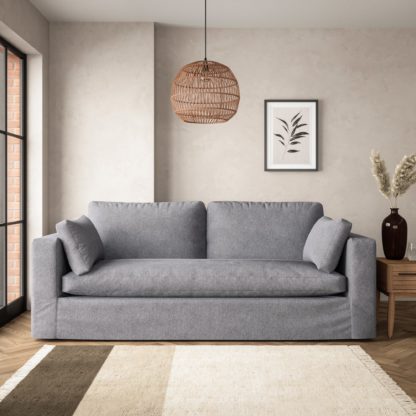 An Image of Alnwick Soft Cotton 4 Seater Sofa Soft Cotton White Sand