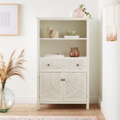 An Image of Samira White Tall Cabinet White