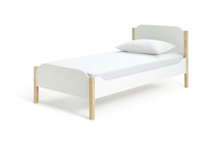An Image of Habitat Nico Single Bed Frame With Mattress - White & Pine