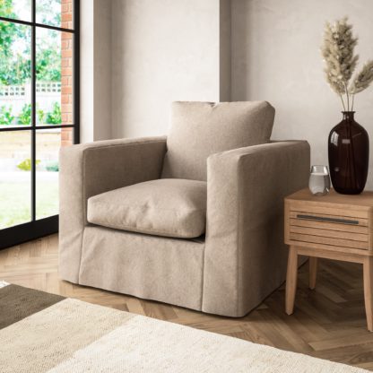 An Image of Alnwick Soft Cotton Armchair Soft Cotton White Sand