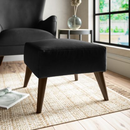 An Image of Marlow Luxury Velvet Footstool Luxury Velvet Black