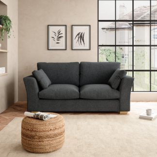 An Image of Blakeney Slub Cotton Blend 2 Seater Sofa Slub Cotton Black