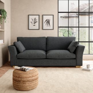 An Image of Blakeney Slub Cotton Blend 4 Seater Sofa Slub Cotton Black