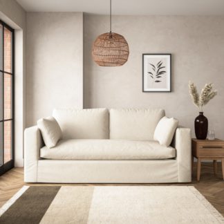 An Image of Alnwick Soft Cotton 3 Seater Sofa Soft Cotton White Sand