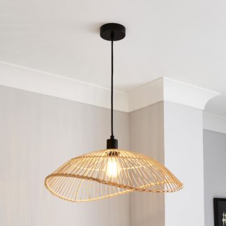 An Image of Elements Jaula Rattan 1 Light Ceiling Fitting Natural