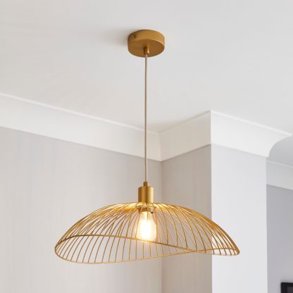 An Image of Elements Jaula Gold 1 Light Ceiling Fitting Gold