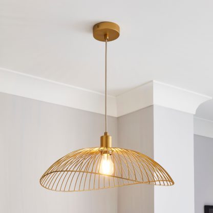 41c5018ddcee991518960a54bb55fd75a284d93af9067492870b971a1a030279.jpg An Image of Elements Jaula Gold 1 Light Ceiling Fitting Gold