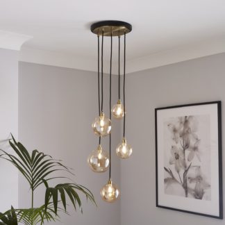 An Image of Shoreditch Five Light Cluster Light - Champagne & Brass