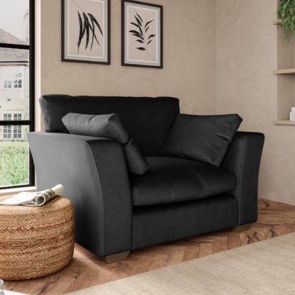 An Image of Blakeney Luxury Velvet Snuggle Chair Luxury Velvet Black
