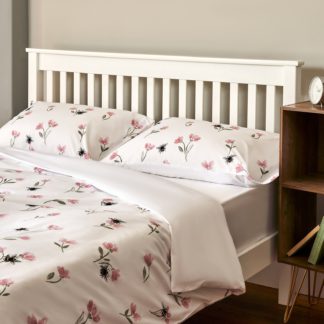 An Image of The Willow Manor 100% Cotton Percale Double Duvet Set Print & Embroidered Bee