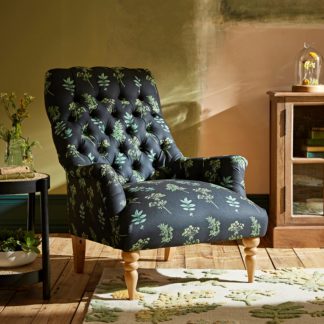 An Image of Bibury Marsh Botanical Print Armchair Navy